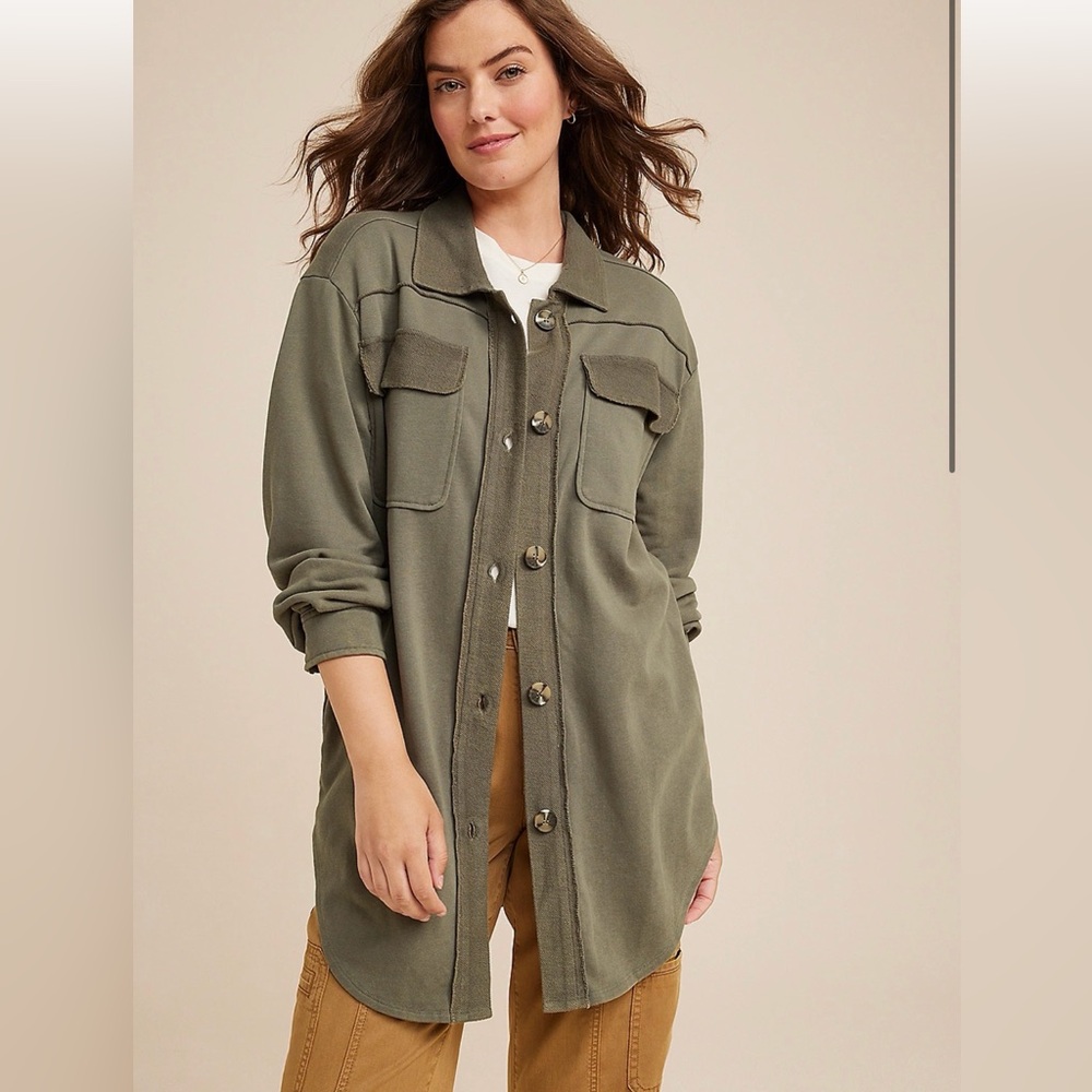 Maurices Woman’s North Shore Shacket Button Up Shirt with Pockets size XL